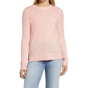 Halogenr Crewneck Cashmere Sweater Long Sleeve In Pink Chintz Size M NWT
